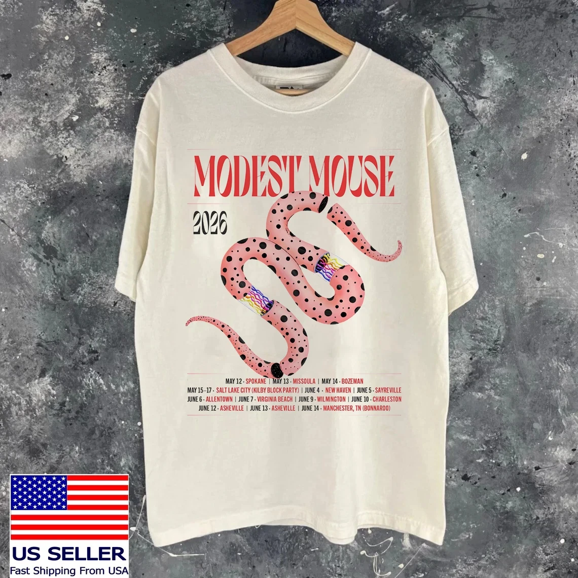 Modest Mouse 2026 Tour T-shirt Print Pattern, Suitable for Men, Suitable for All Seasons