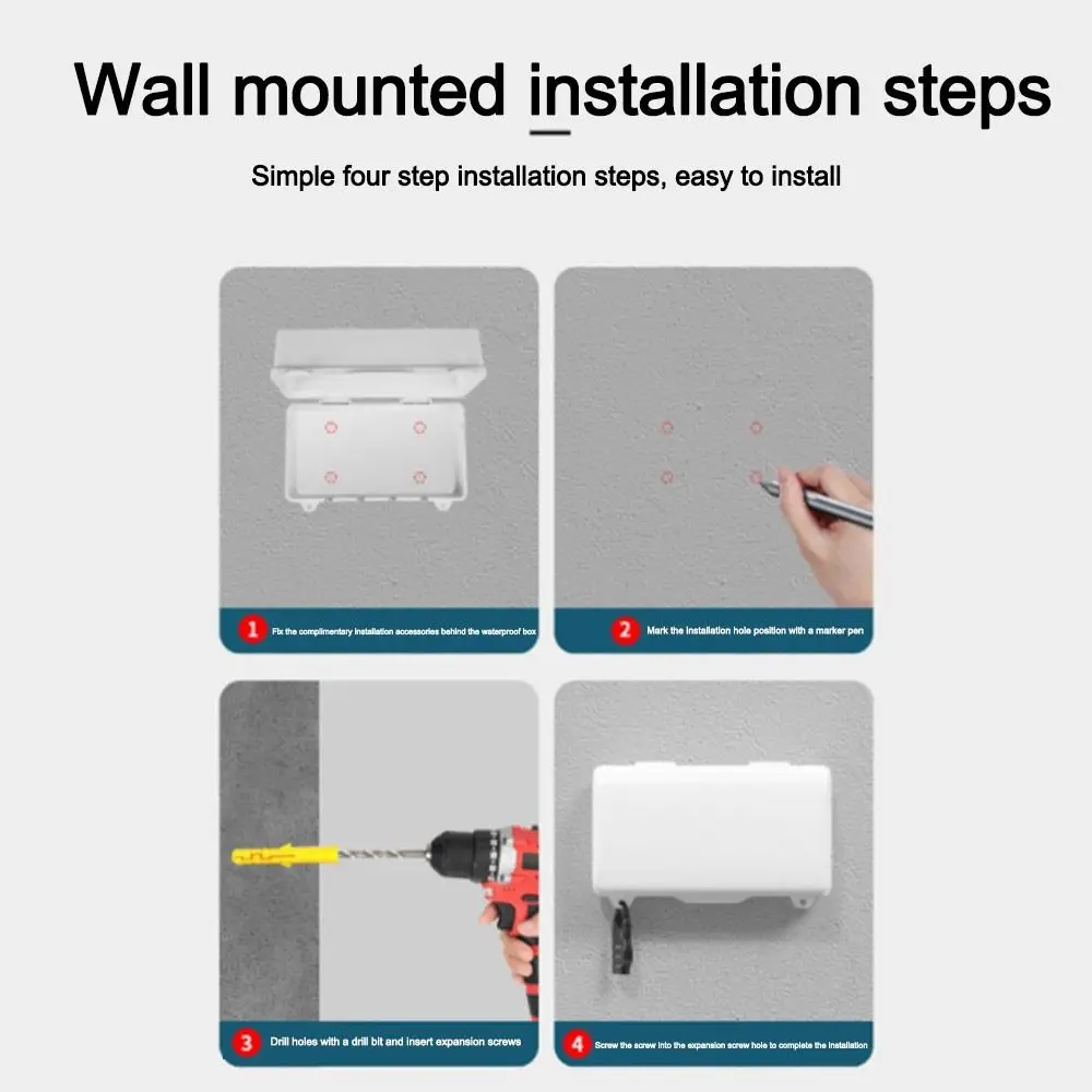 Durable Plastic Plug Box Anti-theft Waterproof Cable Management Box Weatherproof Protect Outlet Power Strip Storage Box Outdoor