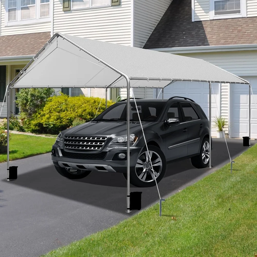 

10x20 Ft Carport Garage for Car, Boat, Party, UV Resistant Waterproof, Outdoor Adjustable Heavy Duty Portable Carport Garage