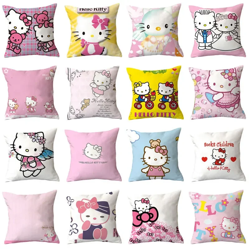 Hello Kitty Kawaii 45x45cm Anime Throw Pillow Covers Sanrios Soft Plush Christmas Decorative Pillowcase Wedding Home Decor Gifts