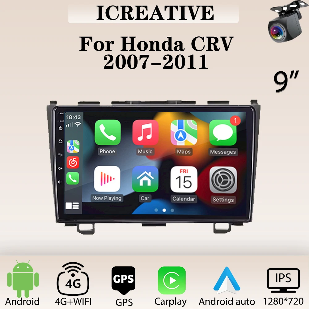 

Car Radio Carplay for Honda CR-V 3 CRV 2007-2011 Multimedia Player 2din Stereo Autoaudio Android Head Unit 9 Inch Navigation GPS
