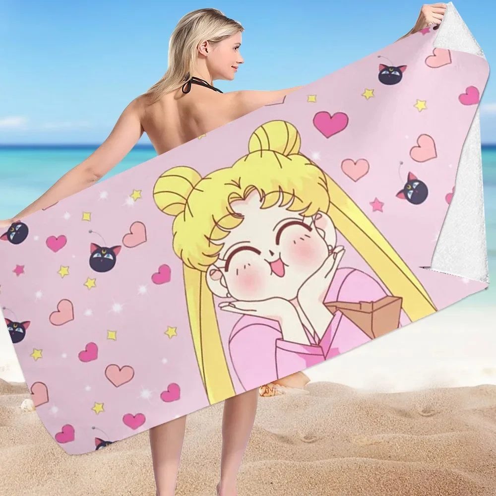 Japanese Anime Sailor Moon Princess Bath Towels Microfiber Beach Swimming Towel Decor for Adults Kids Gift 75x150cm