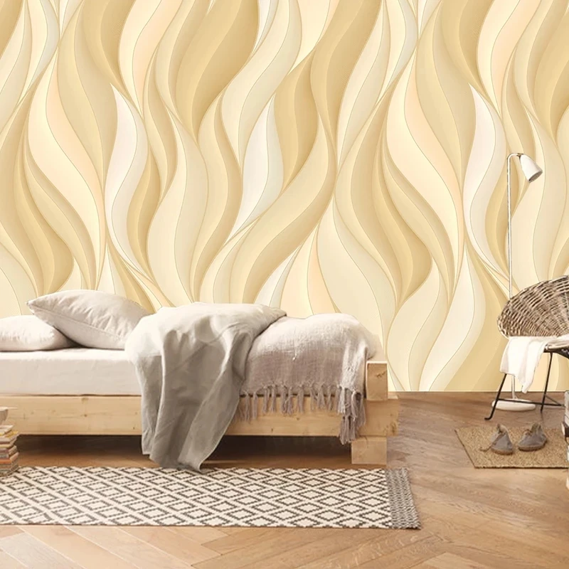 Custom 3D European Golden Wave Line Geometric Figure TV Backdrop Wall Mural Hotel Living Room Luxury Photo Wallpaper bedroom 8d