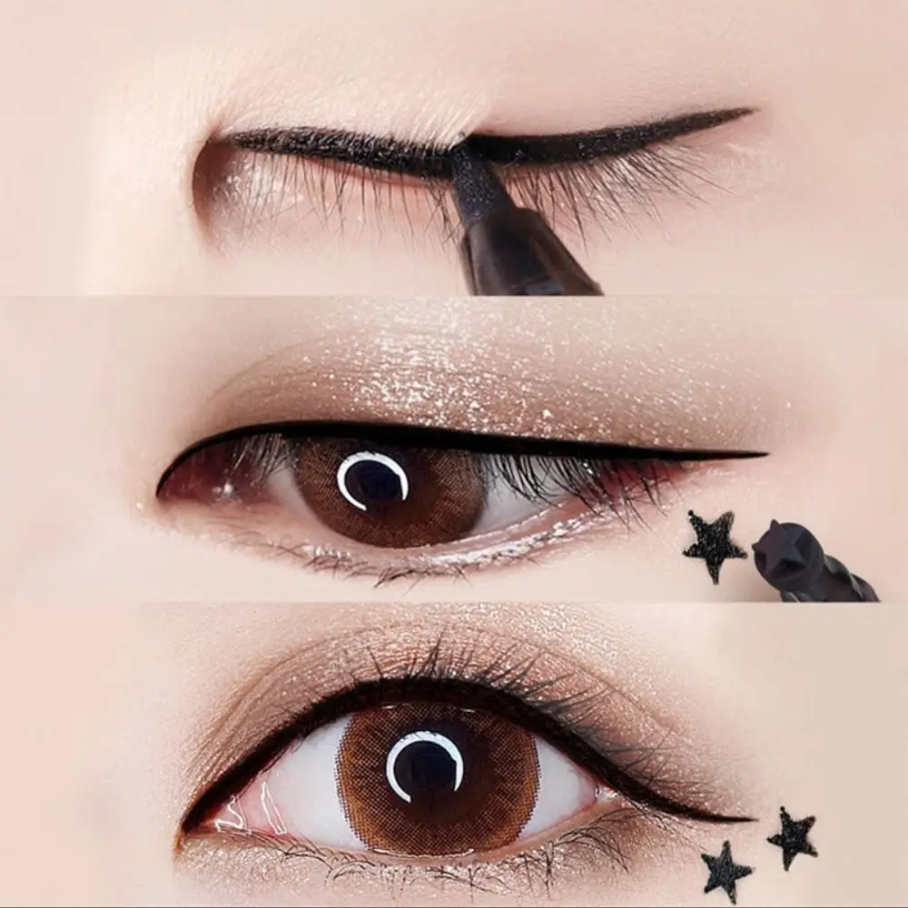 Heart/Moon/Star Designs Moonlight Glam Eyeliner Pen Waterproof Sweatproof Tattoo Stamps Long-Lasting Smudge-Proof