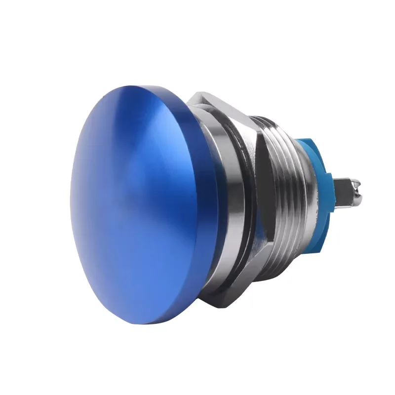 Saklar Tombol Logam Kepala Jamur Warna-warni Tahan Air, Saklar Daya Momentary Otomatis Reset 16mm/19mm/22mm