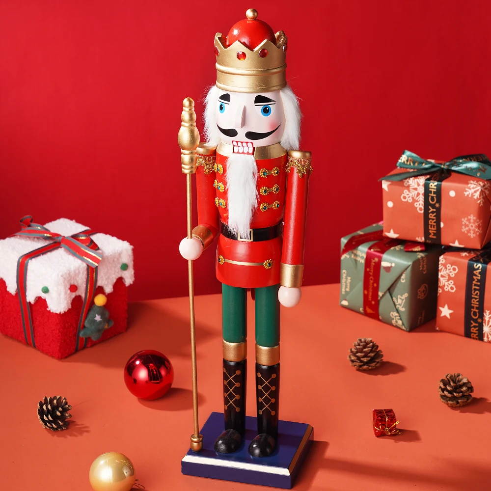 1Pcs 50CM Christmas Nutcracker scepter Cape King Christmas Decoration European Walnut puppet creative home decoration