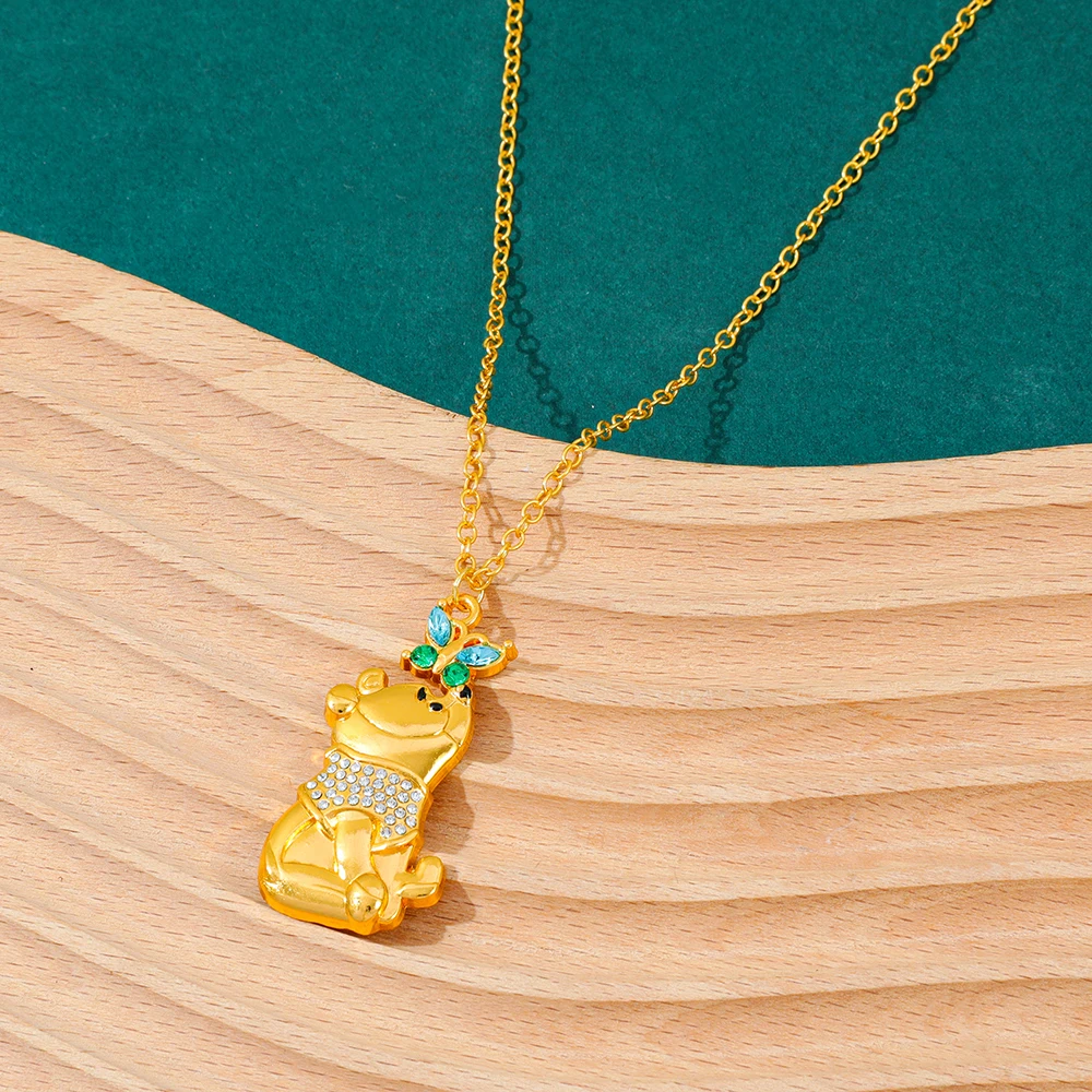 قلادة ديزني ويني ذا بوه الماسية - قلادة حجر الراين وعاء العسل، هدية ألعاب كرتونية