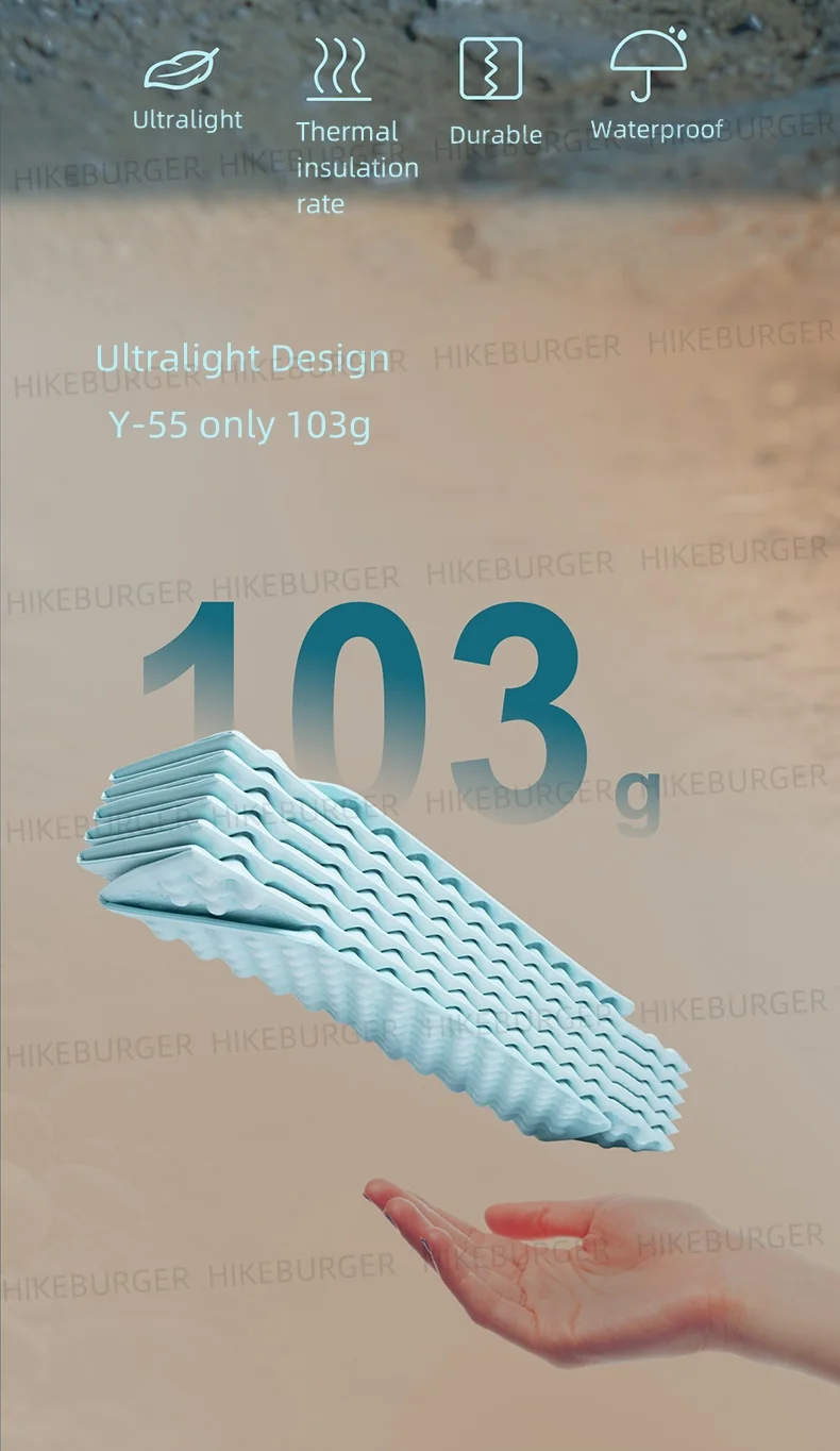 Mountain Spring Y55 Pro Ultraleichte Eierkarton-Schlafmatte, faltbare, feuchtigkeitsbarriere-Schaumstoffmatte für Backpacking und Camping – Detail 2