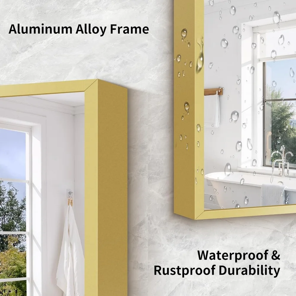 Full-Length Floor Mirror with Aluminum Frame - Large Standing Mirror for Home Decor, Ideal for Bedrooms and Living Rooms