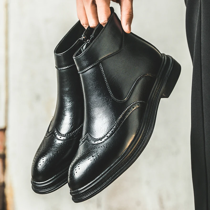 Botas Chelsea De Diseño Nuevo Para Hombre, Estilo Británico, Botas Cortas De Cuero, Botas De Tobillo Sin Cordones Para Hombre