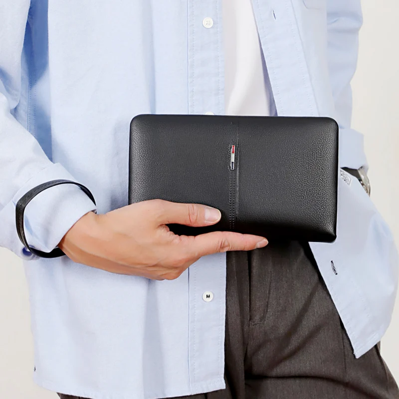 Men's Clutch Bag PU Leather Long Wallet Fashion Purse Square Bolsas Card Phone Pouch Hand Porter Bag Male Men'S Necessaire SAC