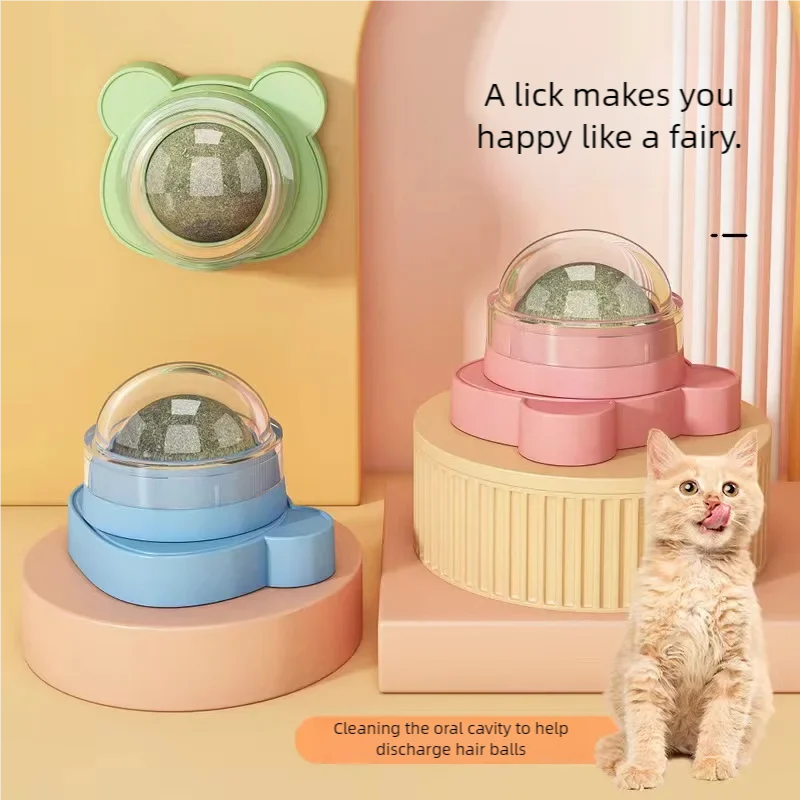 Licking music rotating cat mint ball nutritious fur cat mint ball wall sticking cat grinding lollipop toy