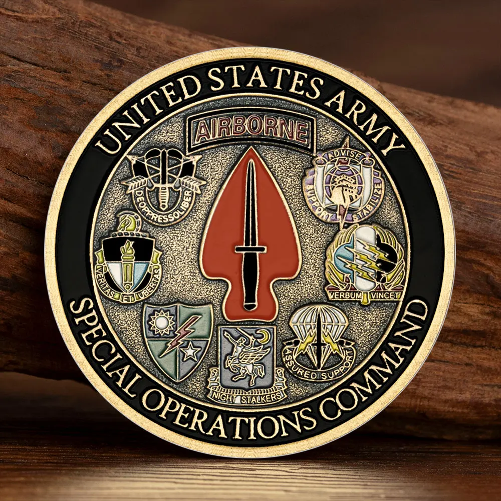 USA  Army Bronze Plated Commemorative Coin Special Operations Command Airbrone Collectible Coins