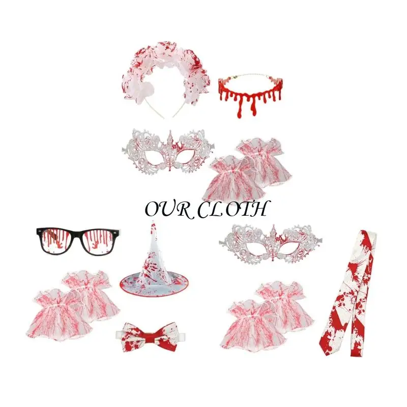Ensemble d'accessoires réalistes terrifiants pour Halloween, pour fêtes costumées d'horreur maquillage effrayant, Cosplay