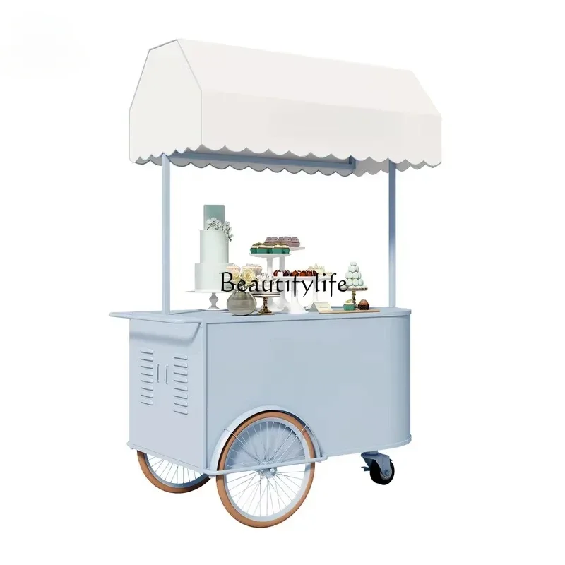 Night Mobile Commercial Square Market Stall Cart Outdoor Snack Cart Display Rack Mobile Stand Commercial Booth
