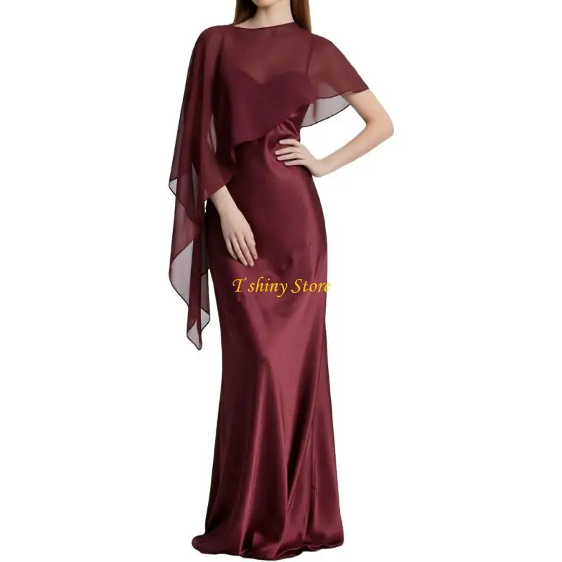 N58F Evening Dress Shoulder Wrap Sheer Shawl Cover Up with Lightweight Single Size Drape for Formal Party Wear