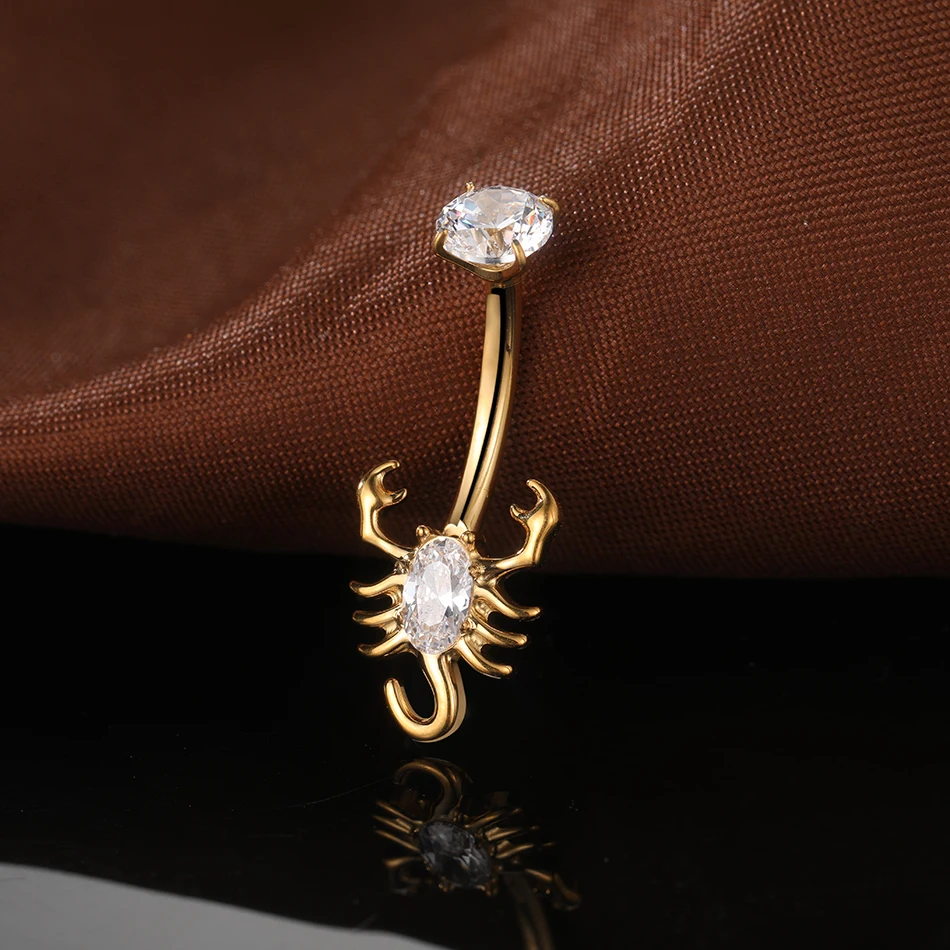 1/5 قطعة التيتانيوم العقرب كريستال البطن زر خواتم 14 جرام داخليا الخيوط استرخى البطن الثقب Ombligo السرة مسمار مجوهرات #5
