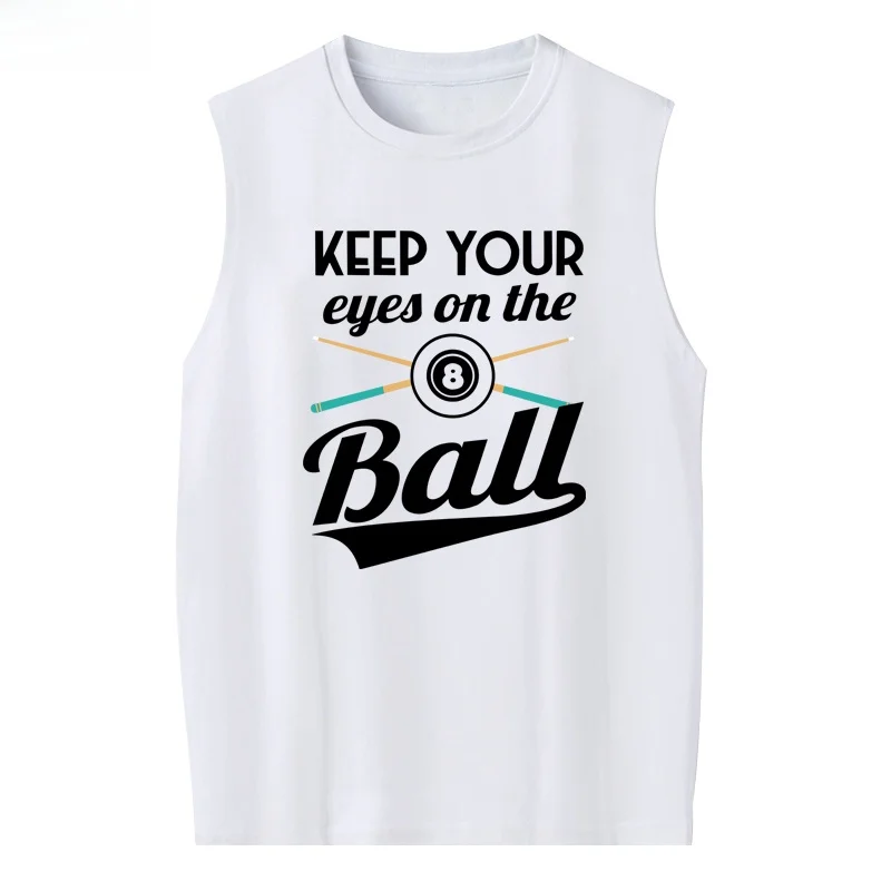 Pure Cotton Sleeveless T-Shirt Unisex Loose Fit Billiard Hall Style Summer Vest Women's Model Black Eight Snooker Surrounding