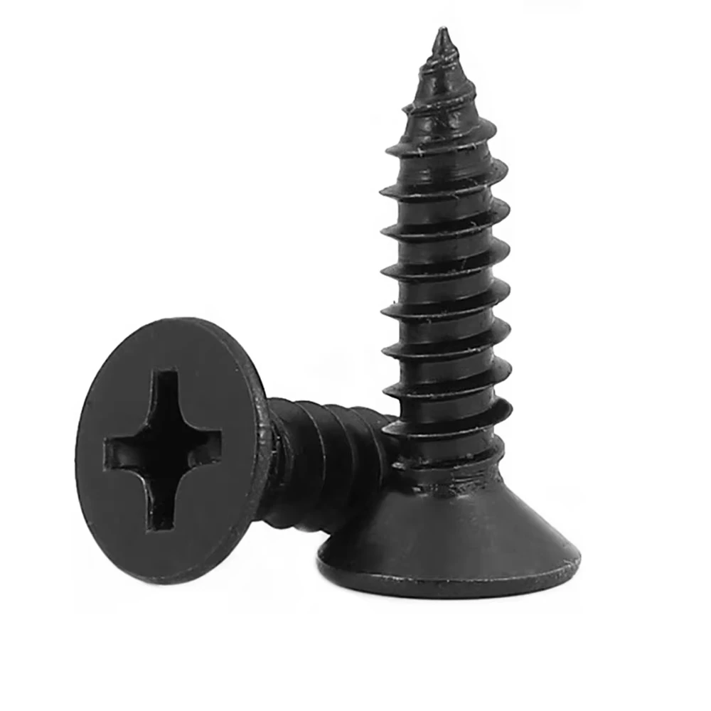 M1 M1.2 M1.4 M1.7 M1.8 M2 M2.3 M2.6 M3 M3.5 M4 Black Steel Mini Micro Cross Phillips Flat Countersunk Head Self Tapping Screw