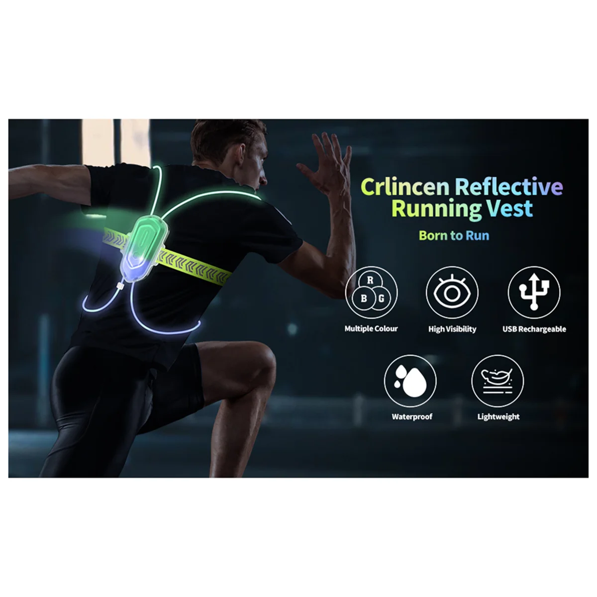 Night Outdoor Sport LED Vest 360° Reflective High Visibility Flash Safety LED Fiber Optic Night Running Riding Colorful