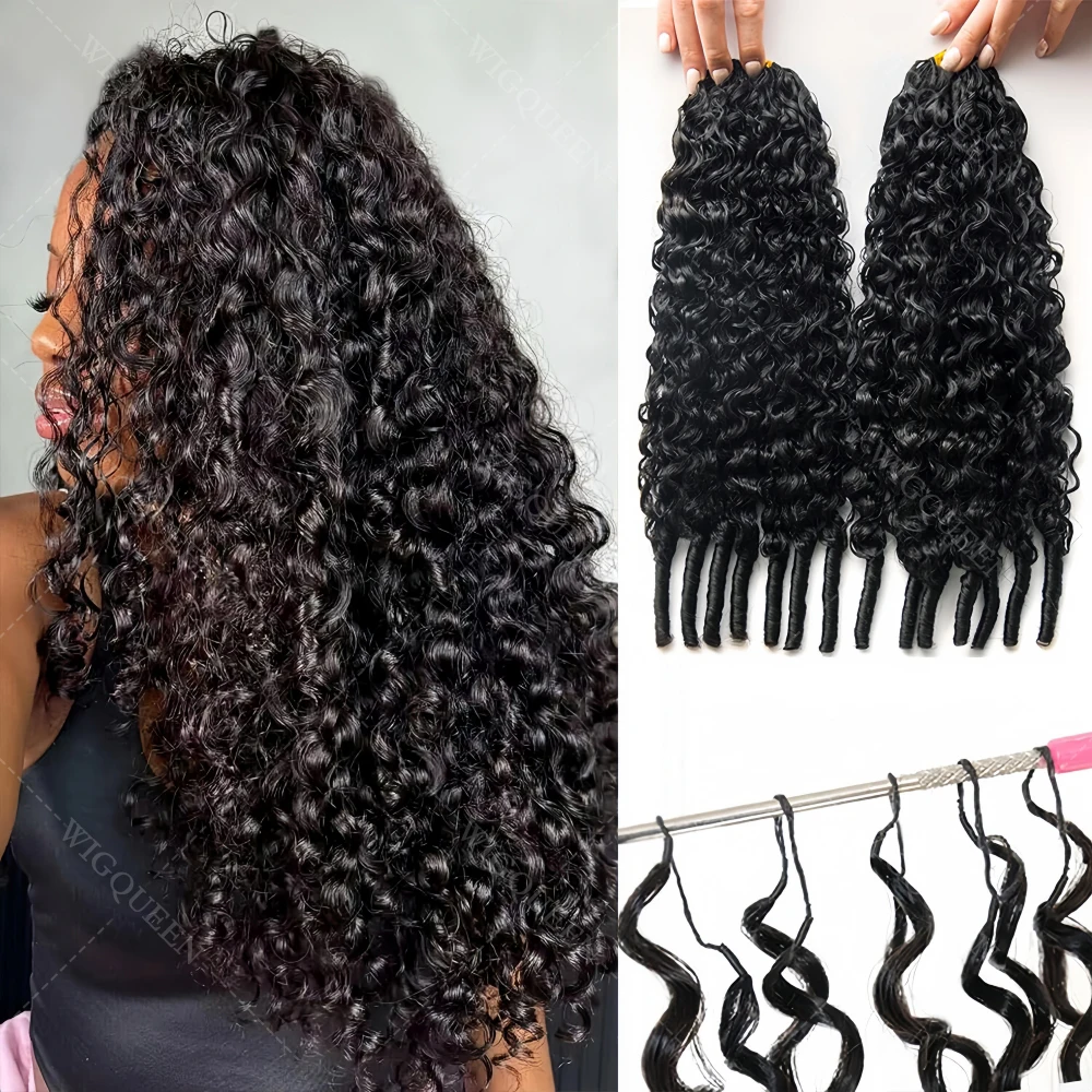 

Натуральные волосы для плетения крючком 12A, бирманские кудрявые, с эффектом водной волны и спиральными завитками на концах, легкие, как перья, предварительно разделенные, для плетения косичек