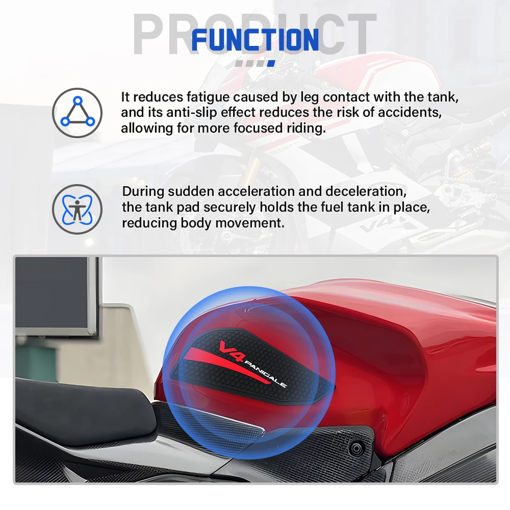 جديد لـ Ducati Panigale V4 Panigale V4S 2025 + قبضة خزان شارات جانبية للدراجات النارية ملحقات وسادة خزان مضادة للانزلاق