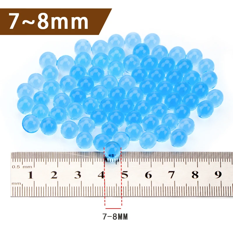 7-8mm Soft Water Crystal Bullets BB Gel Paint Ball Airsoft Ammo Beads Weapon Guns Toys Crystal Soil Polymer Water Ball Beads