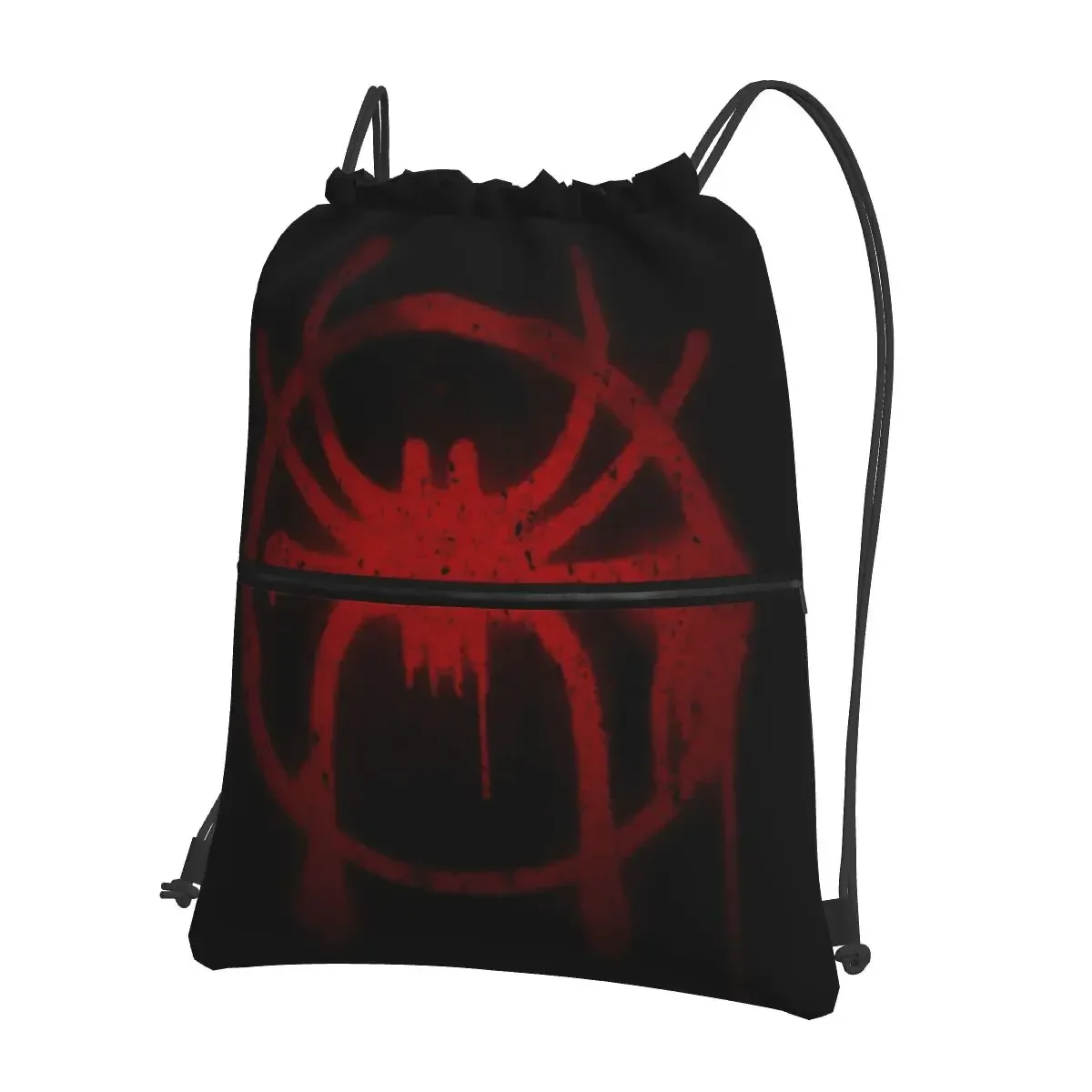 Miles Morales Spider Symbol Portable Backpacks Drawstring Bag Drawstring Bundle Pocket Storage Bags For Travel Sport Man Woman