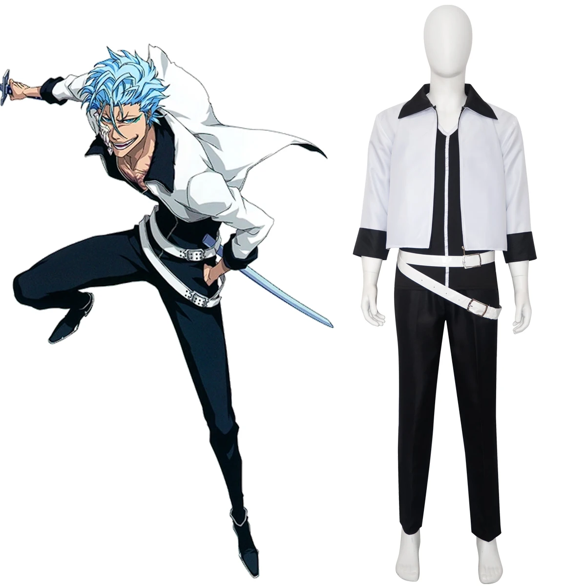 

IN STOCK Thousand-Year Blood War Arrancar Sexta 6th Espada Grimmjow Jaegerjaquez Cosplay Costume Anime Grimmjow TYBW New Outfit