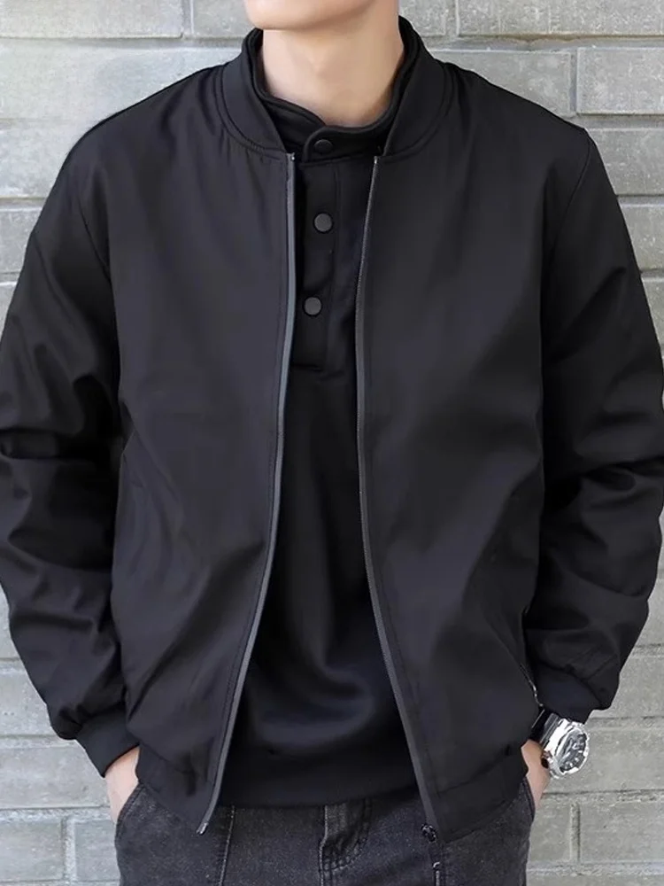 

Baseball Collar Jaet Men's Spring Trendy Bla Loose Casual Coat Youthful Polyester Anti-Wrinkle Zipper Decoration