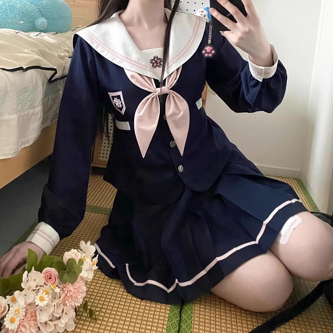 Koreanischer Matrosenanzug JK Uniform Langarm Seifuku Japanischer College-Stil Kurzarm-Set Rollenspiel Schule Studentenkleidung