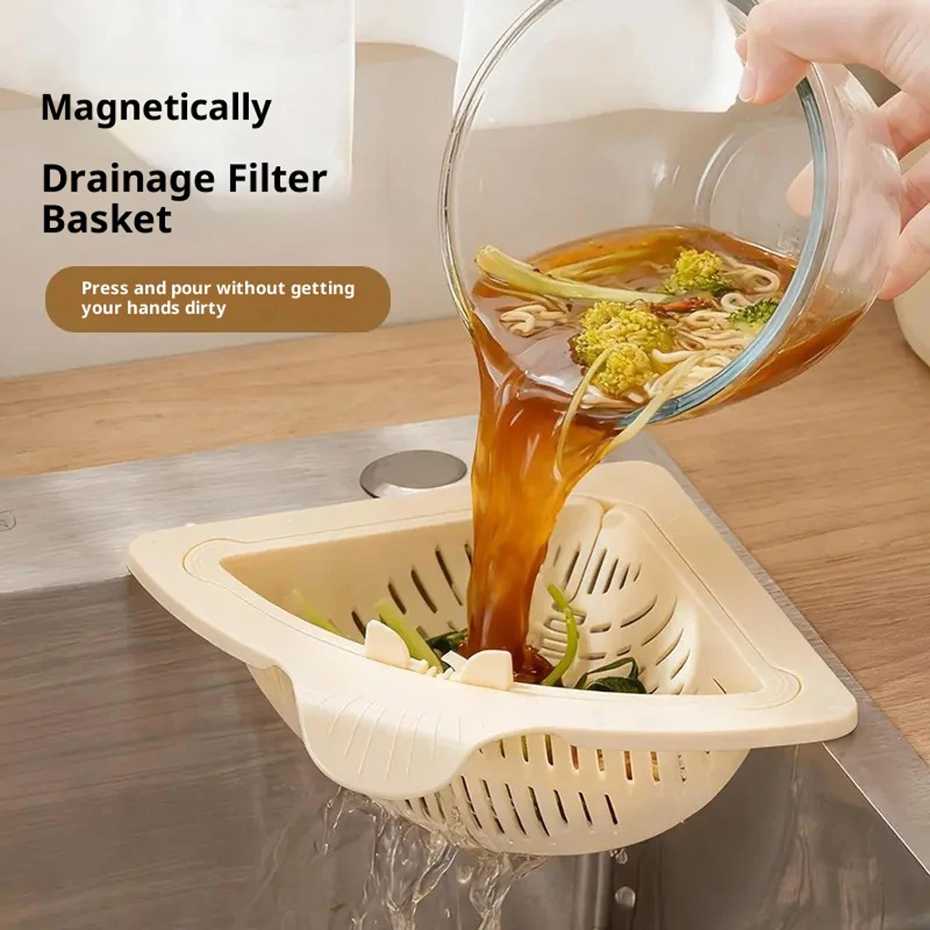 

2PCS/SET Space-Saving Magnetic Sink Corner Rack Equipped With Porous Drainage Base Made Of ABS Equipped Magnetic Base