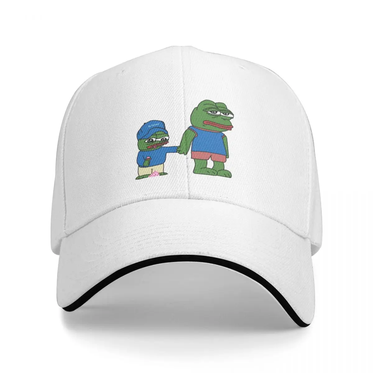 PepeTheFrog and Pepe The Helper Brother Apu Apustaja with ice cream holding hands HD HIGH QUALITY Baseball Cap