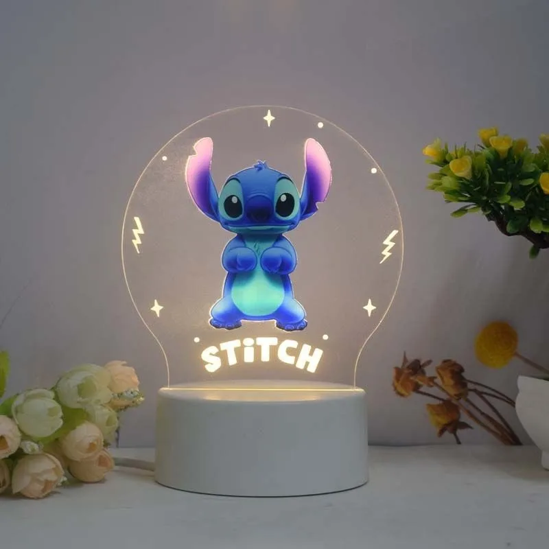 Disney-Lilo & Stitch Cartoon Animation Night Light, Candeeiro de Mesa Decorativo Quarto Infantil, Criativo, Periférico, Presente de Natal