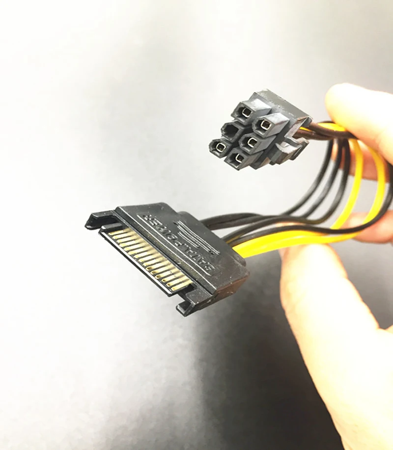 15pin SATA Power to 6pin PCIe PCI-E PCI Express Adapter Cable 20cm SATA to 6Pin Power Cable for Graphics Card Riser Card Mining image 3