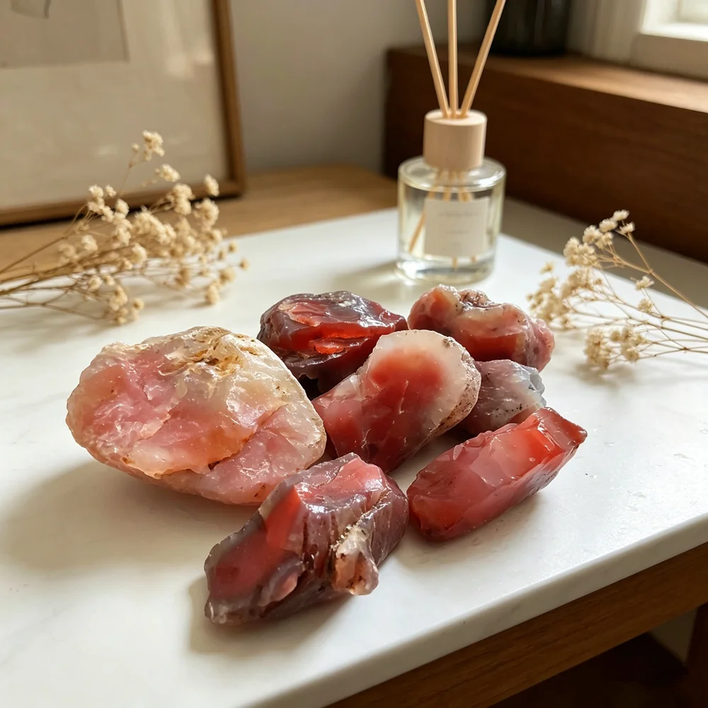 Natural Treasure Red Agate for Jewelry Making Carnelian Diffuser Oil Raw Stone Crystals Healing Specimen Home Decoration Stone