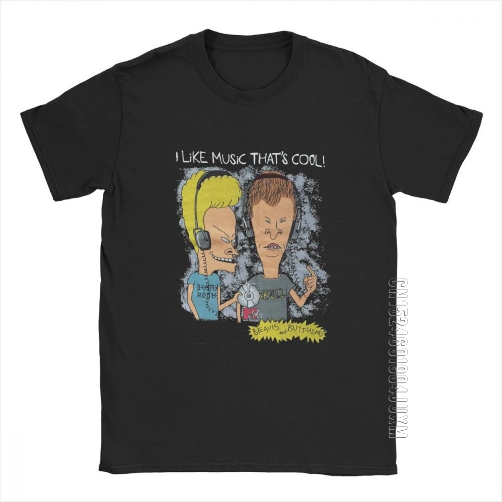 Beavis and buttheadスタイリッシュなtシャツメンズ半袖トップスユニークなtシャツピュアコットンクルーネックtシャツ