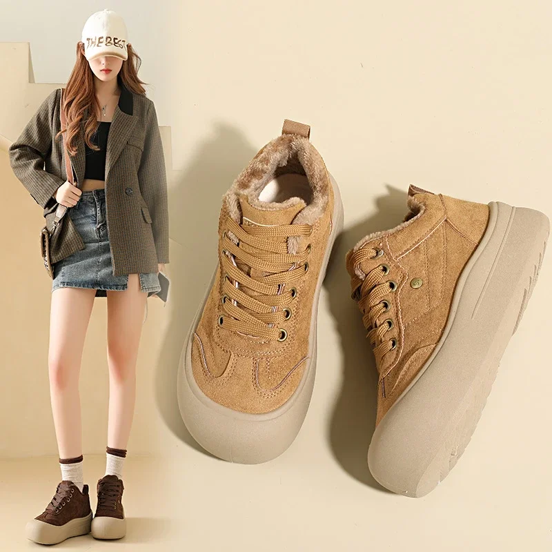 

2025 New Winter Fashion Plush Sneakers All-match Shoes Women Comfortable Keep Warm Women's Shoes Zapatos De Mujer 5632