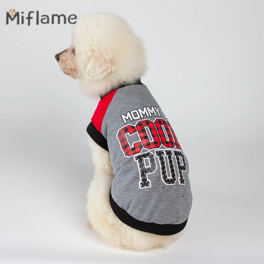 Miflame New Handsome T-shirt Small Dogs Clothes Teddy Bichon Schnauzer Large Size COOL Puppy Cotton Vest Pet Clothing