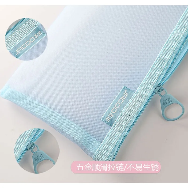 Portable Pencil Case for StudentsTransparent Nylon Mesh Storage Bag A6 Bill Bag Korean Stationery School Supplies