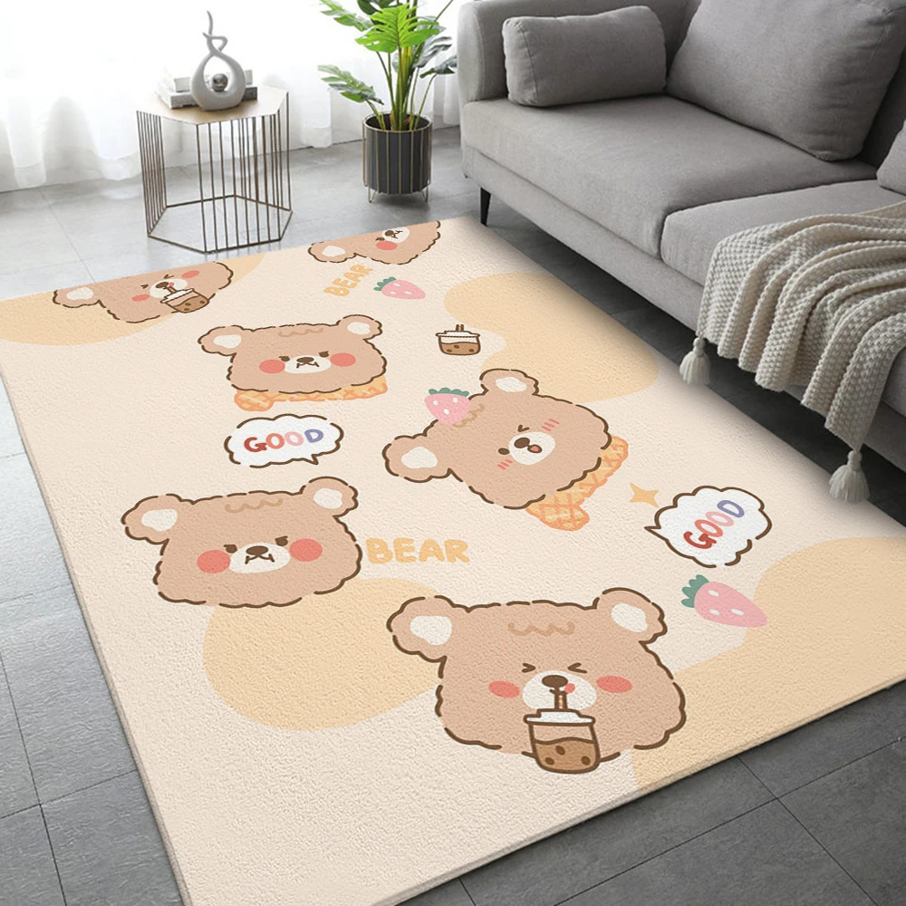 Cute Cartoon Bear Rug Cat Dog Elephant Velvet Mat Baby Room Rug For The Living Room Bedroom Decor Carpet Home Kitchen Bath Tapis