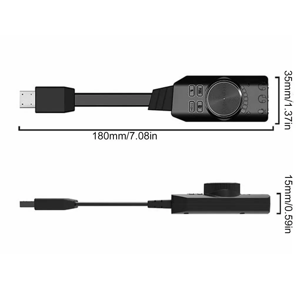 External USB Sound Card Stereo Mic Speaker Headset Audio Jack 3.5mm Cable Adapter Mute Switch Volume Adjustment Free Drive