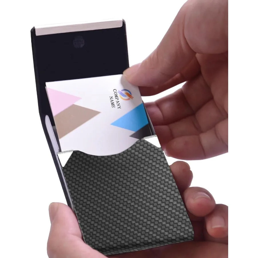 حامل بطاقات العمل مع حافظة بطاقات ذات تصميم نحيف للغاية مع وعاء بدلة من جلد البولي يوريثان الفاخر وحامل بطاقات معدني للنساء والرجال Pr #2