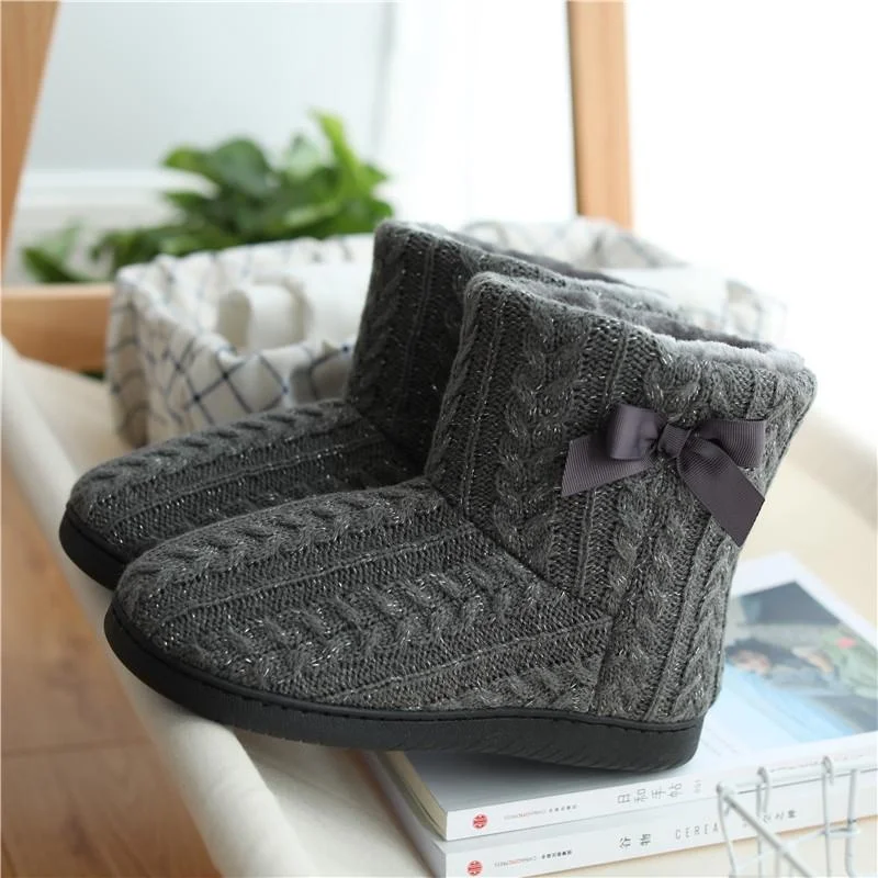 Women Slipper Booties Winter Warm Cute Plush House Boots Indoor Outdoor