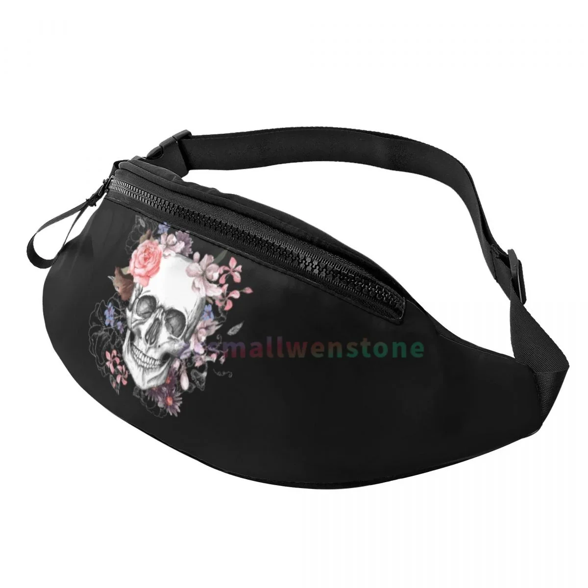 Marsupio Vintage Grunge Gothic Skull Roses con foro per cuffie marsupio moda Hip Bag per viaggi Casual all'aperto