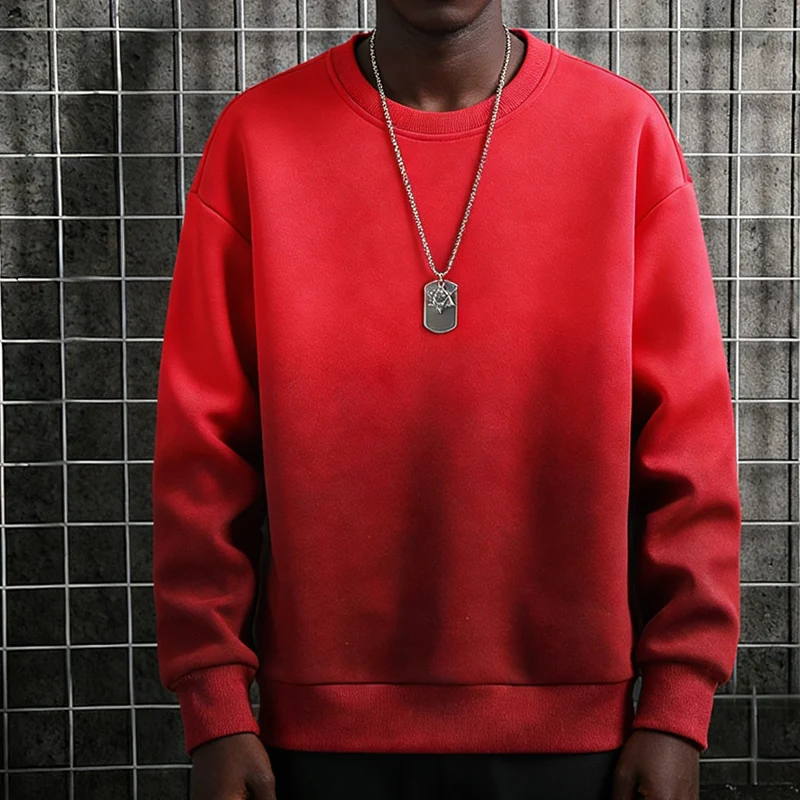 2026 Spring and Autumn New Men's Sweatshirt Gradient Color Hoodie Round Neck Long Sleeve T-shirt Sweatshirt Pullover