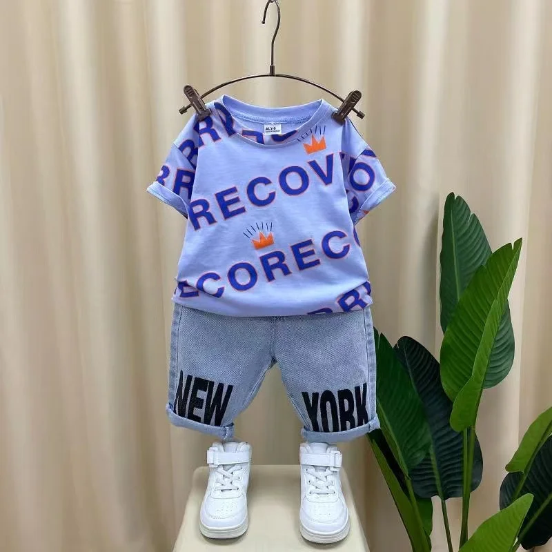 

Tracksuit For Boy Children Clothing Sets Boys' Summer Children's Wear T-shirt+Pants 2pcs Kids Clothing 2024 New