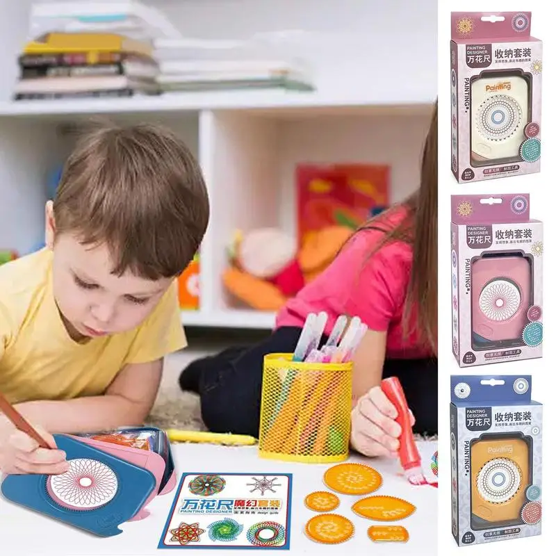 Montessori Drawing Toys Set for Kids, Régua de pintura, Engrenagens interligadas, Régua geométrica, Acessórios de desenho