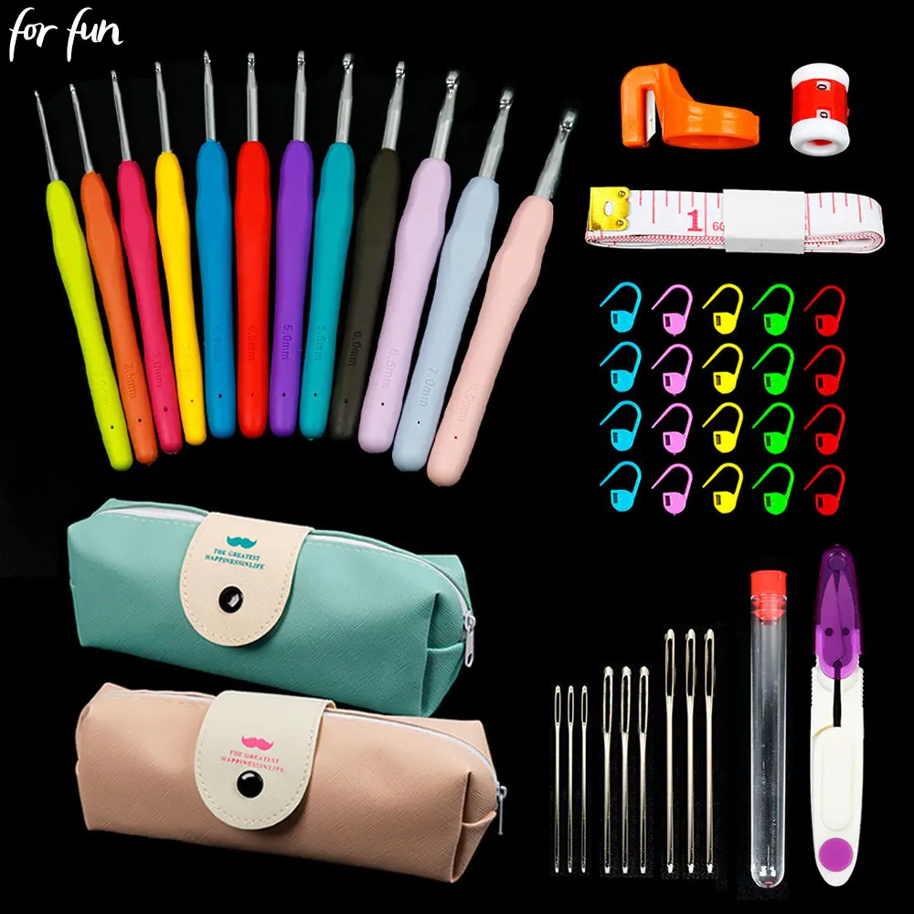 

For Fun 45/37pcs Set Crochet Hooks Kits DIY Weaving Tools Crochet Needles Yarn Weave Knitting Needle Set with Storage Bag