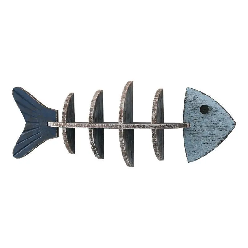 Year-Round Prosperity Fish Decor Wooden Shelf Fish Skeleton Wall-Mounted Partition Home Wall Ornament